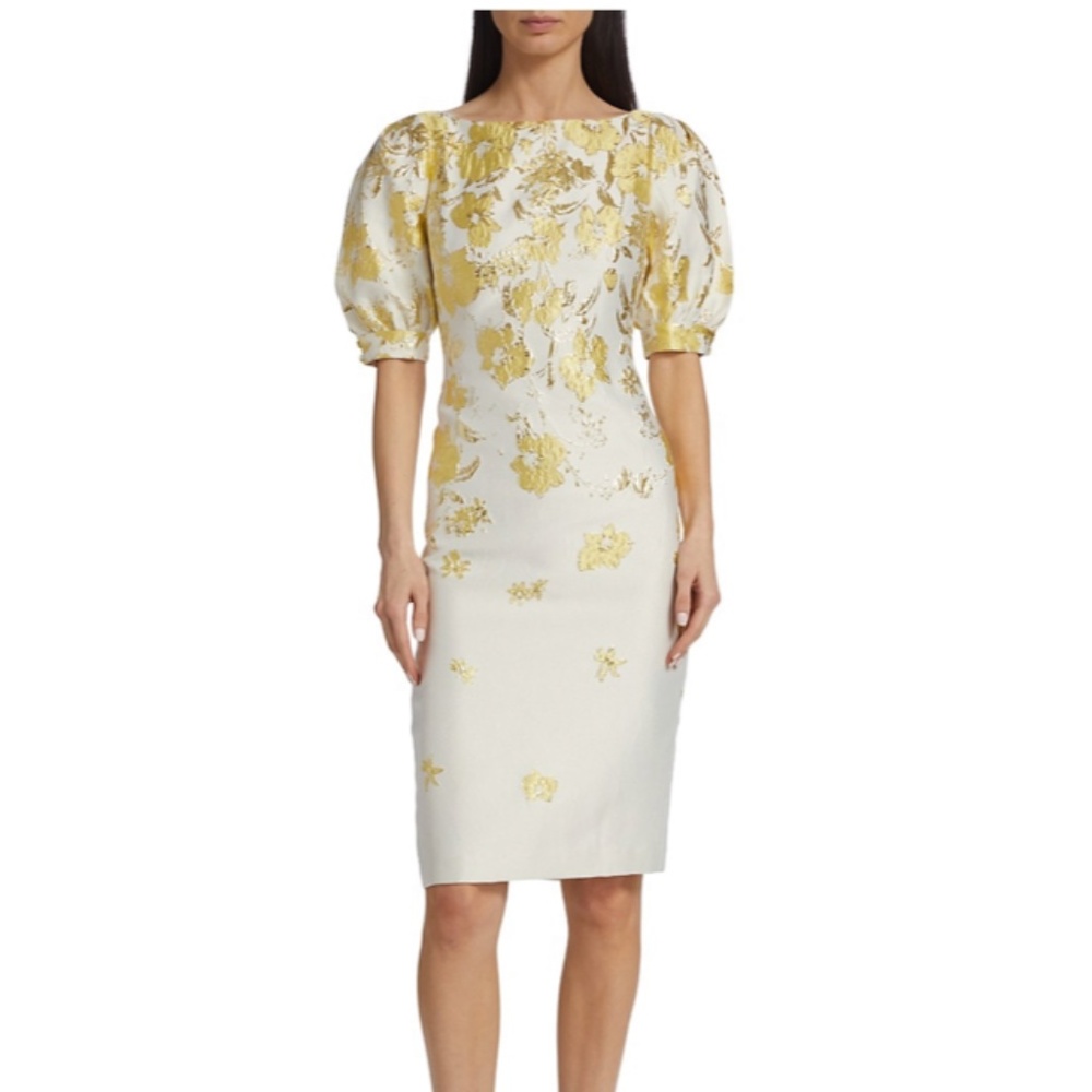 Badgley Mischka cocktail dress. Cream and gold.  NWT